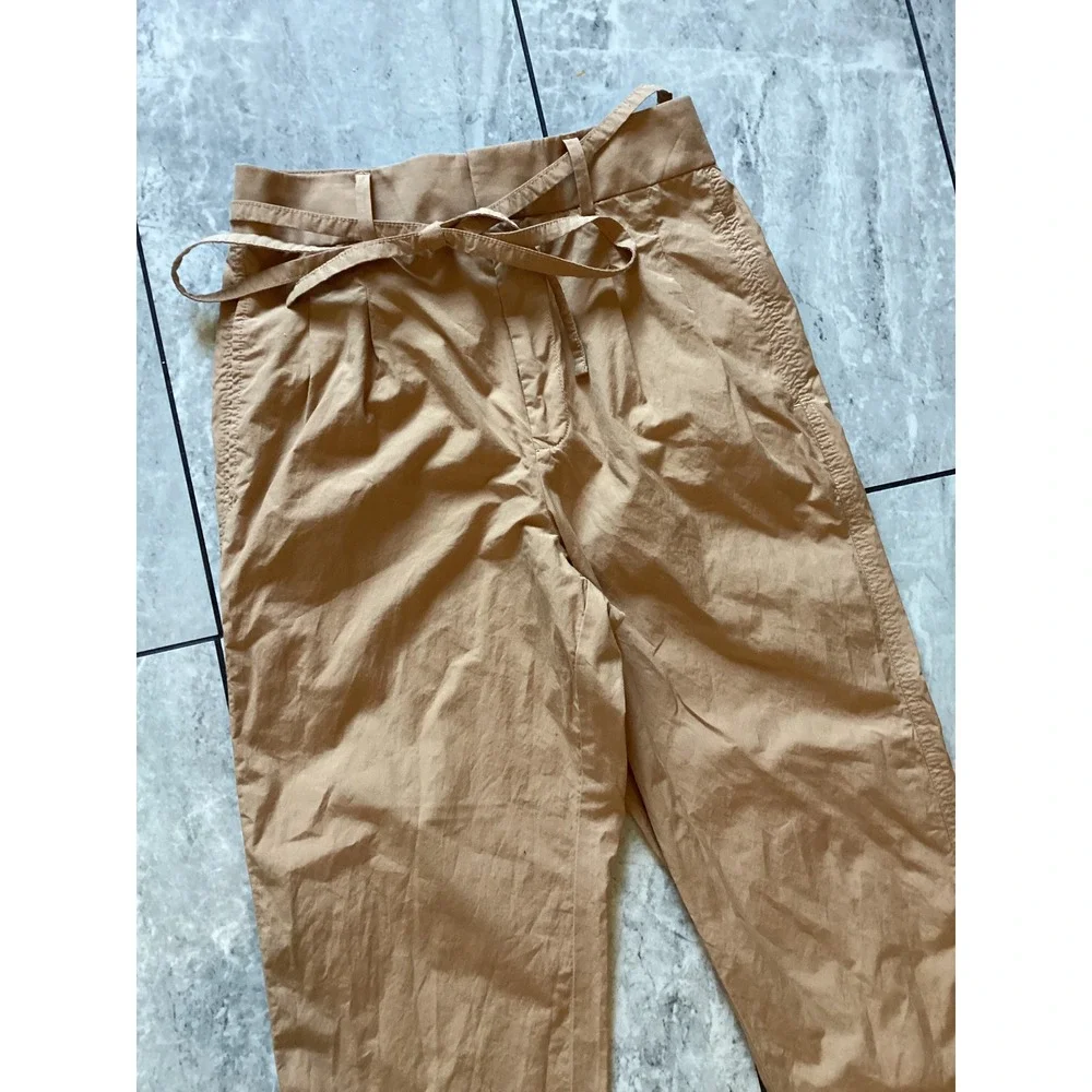 Everlane Women's Tan Paperbag Waist Trousers Pants Cotton Size 2